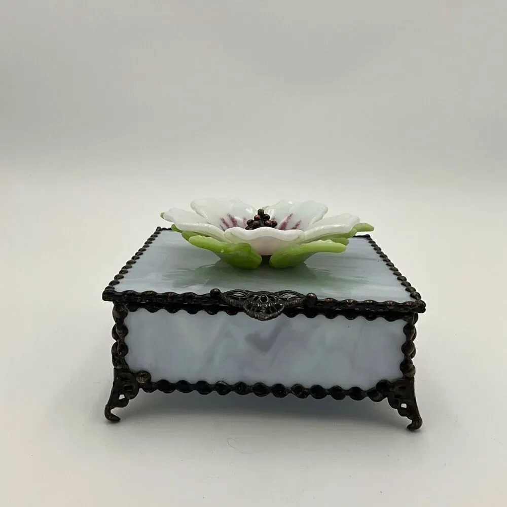 HANDCRAFTED Stained Glass Jewelry Box Keepsake Box